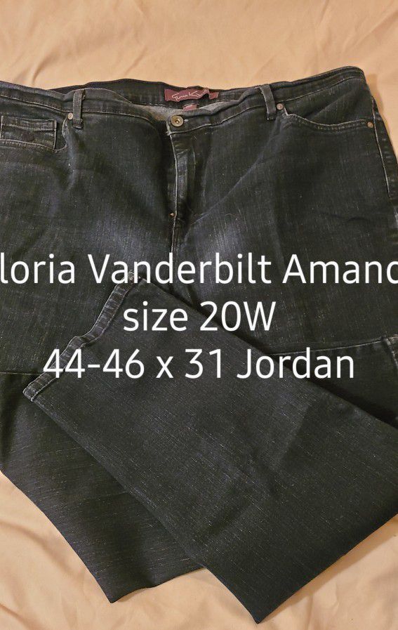 Gloria Vanderbilt Amanda plus size 20W W44-46 L 31 Dark blue, 86%cot, 13% poly, 1% span, 5 pkt. East, west, north  made in Jordan