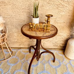 Vintage Wooden And Cane Table