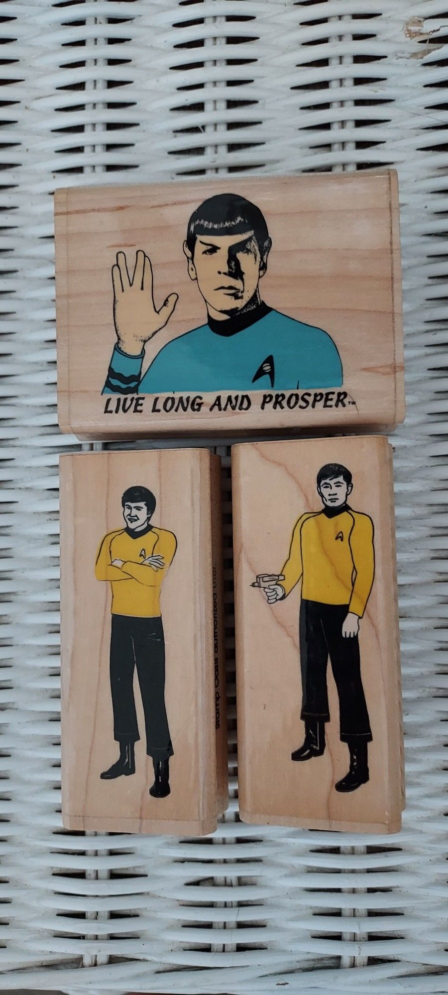 Paramount Picture 1991 Stamp Oasis Star Trek Wood Rubber Stamp Spock Sulu Chekov