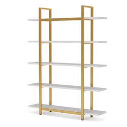 3 Large/White And Gold Bookcase Shelves