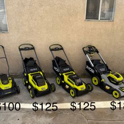 Ryobi 40V HP Brushless 21" Whisper Series Multi-Blade Push Lawn Mower & Ryobi 40V HP Brushless 20 in. & 18 in. Push Lawn Mower
