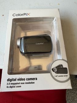 ColorPix digital video camera 3.0 megapixel max resolution 4x zoom LW-DV305CB   ColorPix digital video camera in its retail packaging, featuring a 3.0