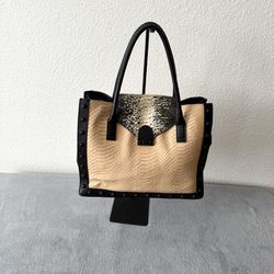 LOEFFLER RANDALL SNAKE EMBOSSED LEATHER TOTE.