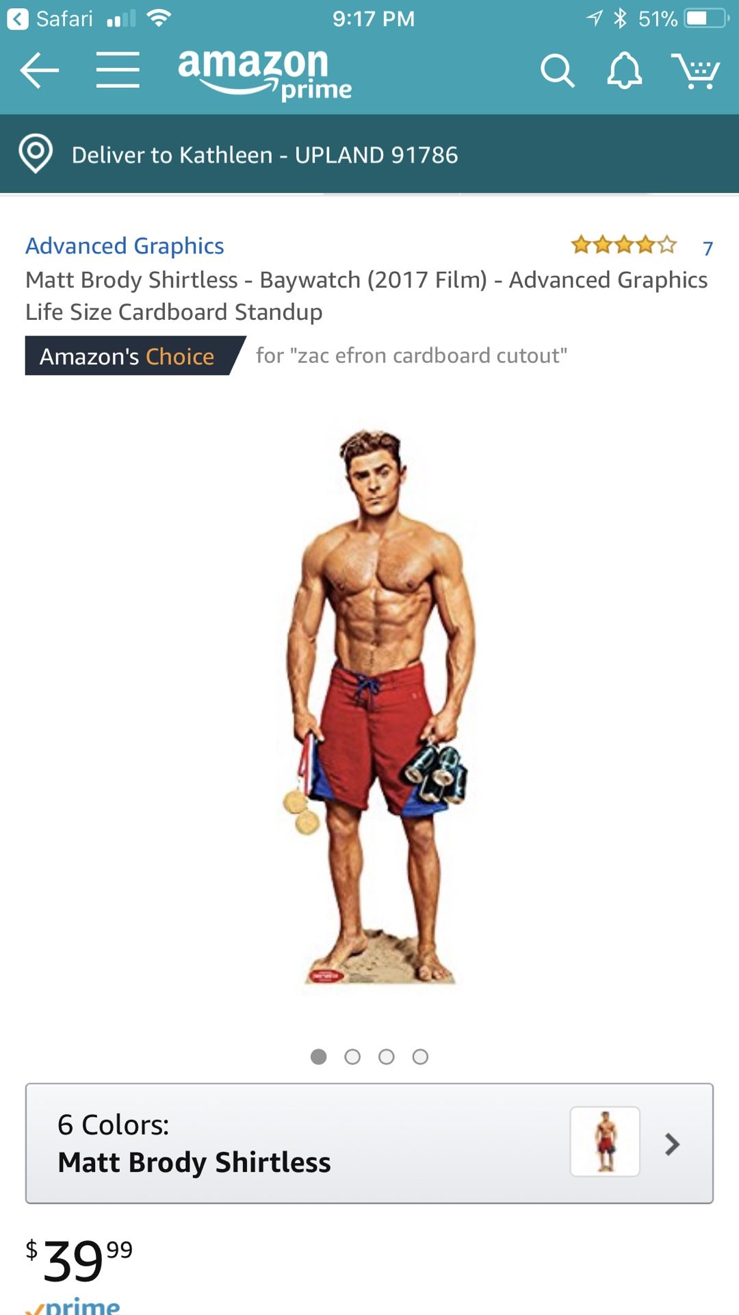 Zac Efron life size cut out