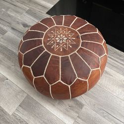 West Elm leather ottoman