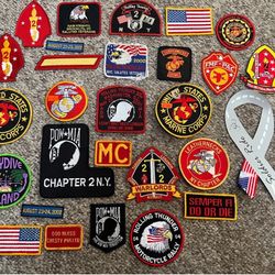 MILITARY THEMED ASSORTED EMBROIDERED PATCHES NEW TOTAL 31 PIECES