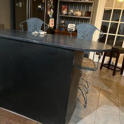Solid Wood BAR W/GREY COUNTER TOP! In Great Condition