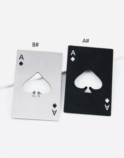 Metal Playing Card Bottle Opener - Black Or Silver