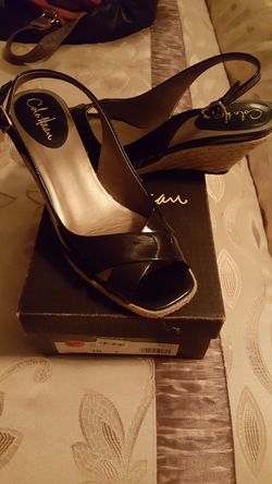 Cole haan black patent leather wedges