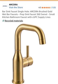 ARCORA Brushed Gold Single Hole Bar Faucet