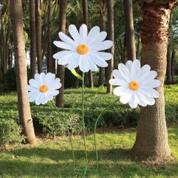 White 3 Large Daisy Flowers Artificial 5.9 Ft Giant Paper Flowers Decoration Big Flowers Decor