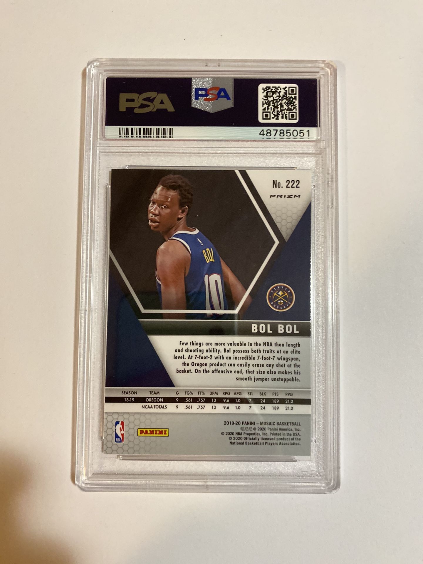 Bol Bol PSA 10 2019 Mosaic Green RC Nuggets