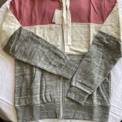 New Women Pink Multi Stripped Hoody Size M 