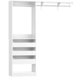 20.5 in. W - 60 in. W White Closet System 4-Shelf Wood Closet Organizer System With 3 Half-Open Wooden Drawers Visible & Breathable Half-open Drawers