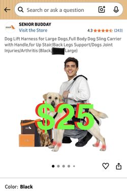 Dog Lift Harness - Large, Full Body Sling Carrier with Handle - Senior Budday