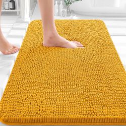 Bathroom Rugs 30x20, Extra Soft Absorbent Chenille Bath Rugs- Golden Yellow