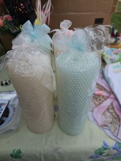 Spring or Easter candles with pearls