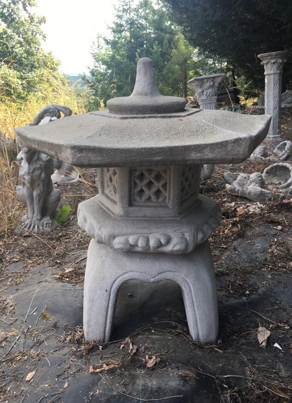 Cement 3 piece pagoda yard art cement statue for Sale in Puyallup, WA