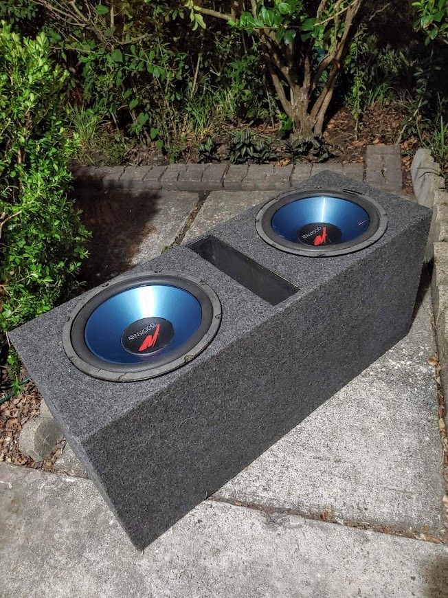 2 12" Kenwood 1000w Max Subs Subwoofer Speaker Ported Vented Box Audio Bass Bajo Bocinas Cajon Sonido