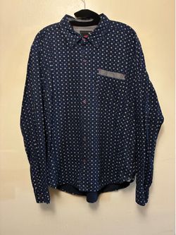 Red Rhino Collection Men's XL Blue with White Polka Dots Long Sleeve Button Up Shirt
