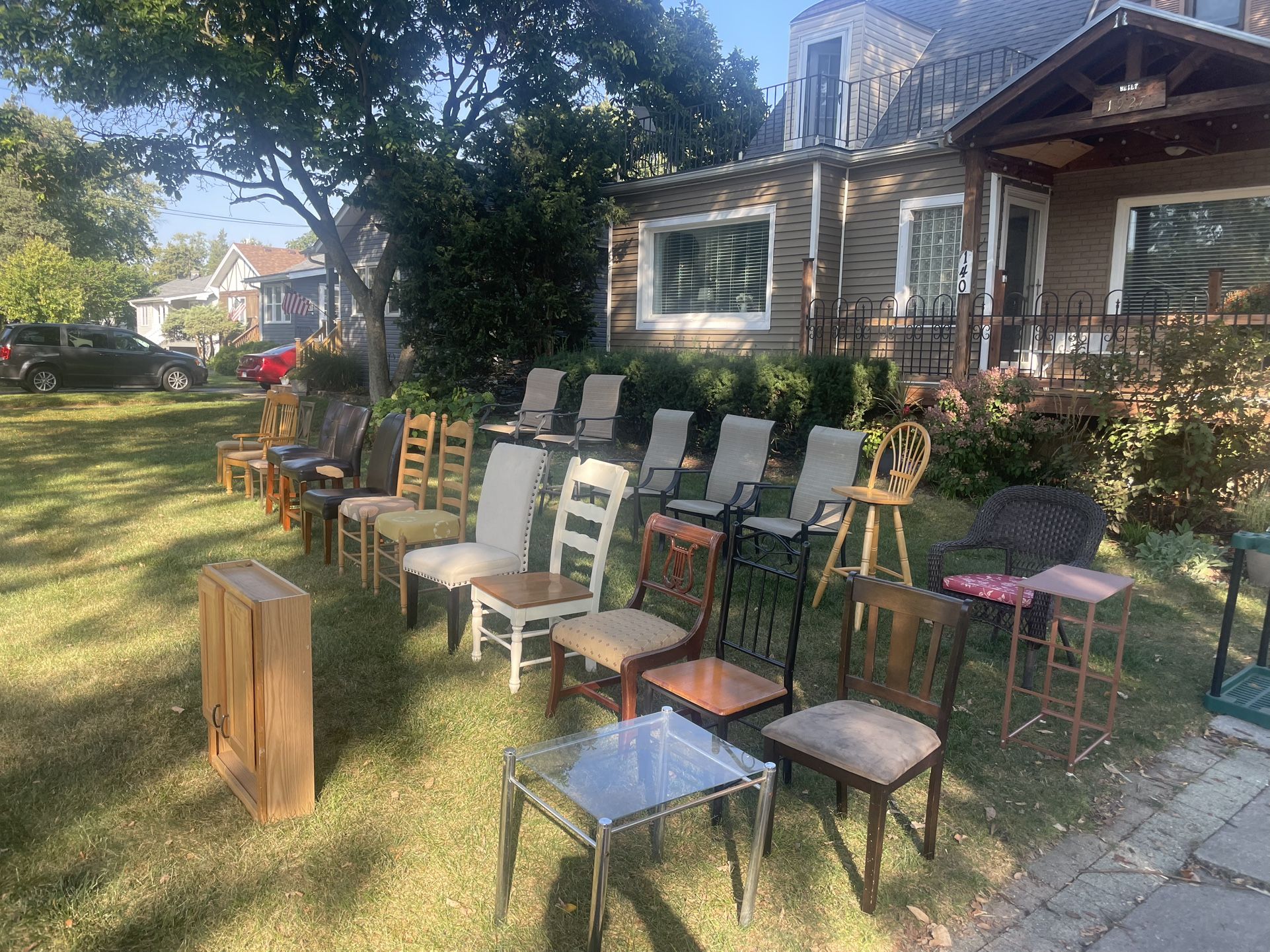 Assorted Chairs, and some tables, $5 each today, in Villa Park