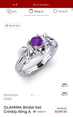 Amethyst and Silver Engagement/Promise Ring