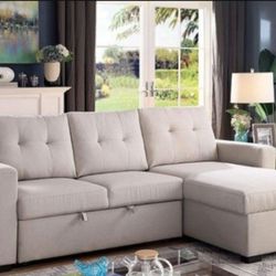 Brand New Light Gray L-shaped Design Reversible Chaise
Pullout Sleeper Sectional Sofa