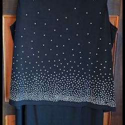 Jessica Howard sleeveless black women's studded popover shift dress size 16