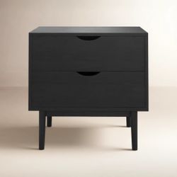 All Modern : 2-drawer black wood nightstand (2 of them)