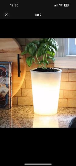 Lightscapes Illuminated Self-Watering 9 x 6.5" Planter With Remote White Set of 2 
