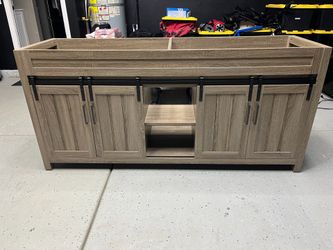 Barn door style double bathroom vanity