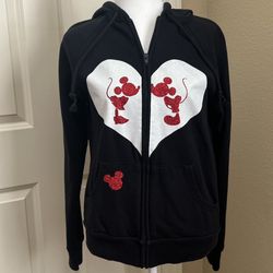 Mickey & Minnie Mouse Hooded Sweatshirt Heart Shape Size M