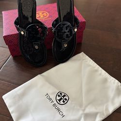 BLACK TORY BURCH MILLER SANDALS