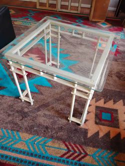 Retro Glass-Top, Metal Base End Tables (2) - $20 Each