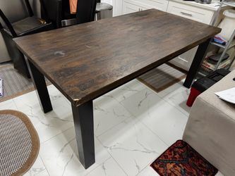 Rustic Wood Dining Table with Black Legs