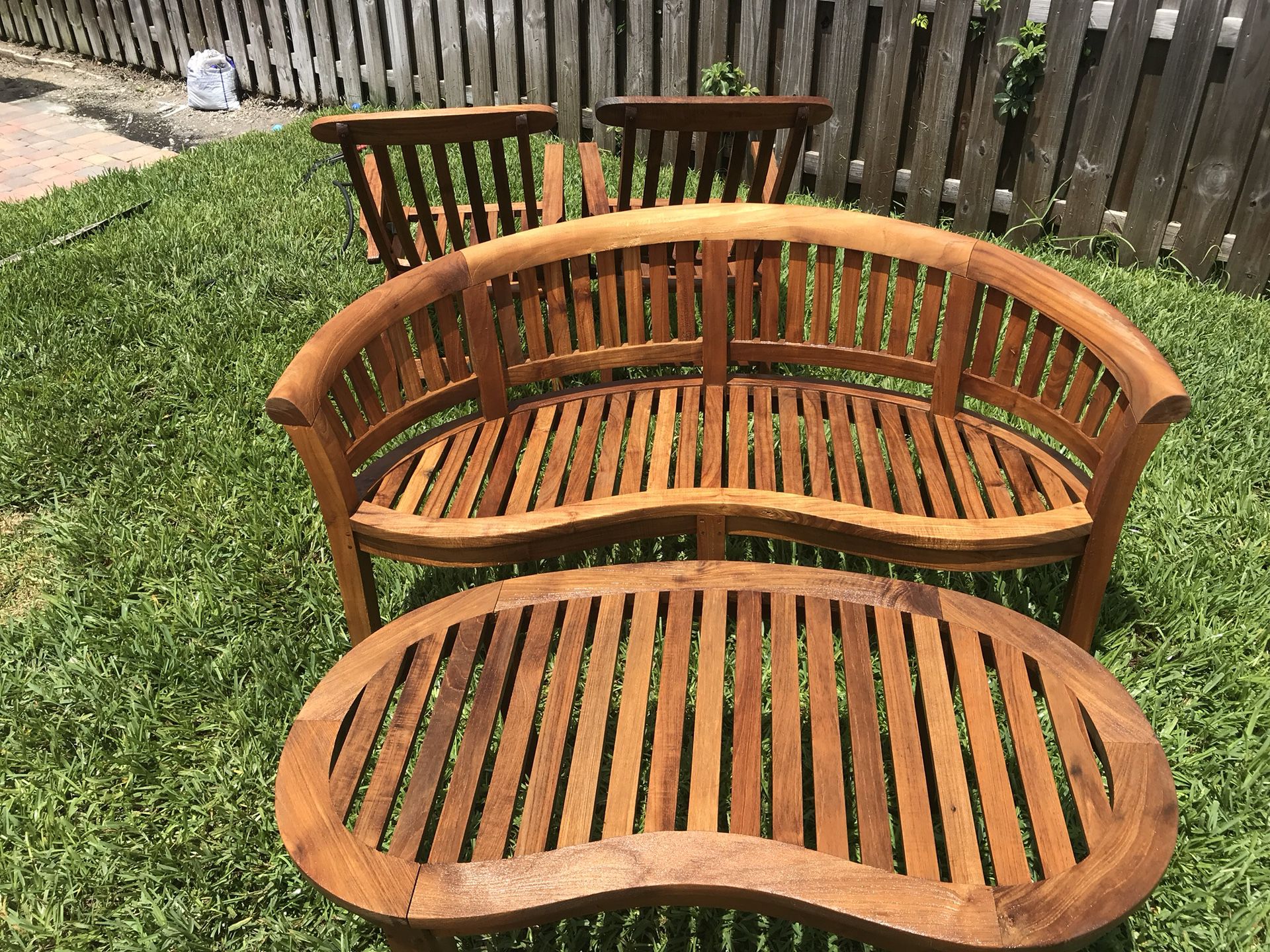 Teak Patio Furniture set (4 chairs, bench and table)