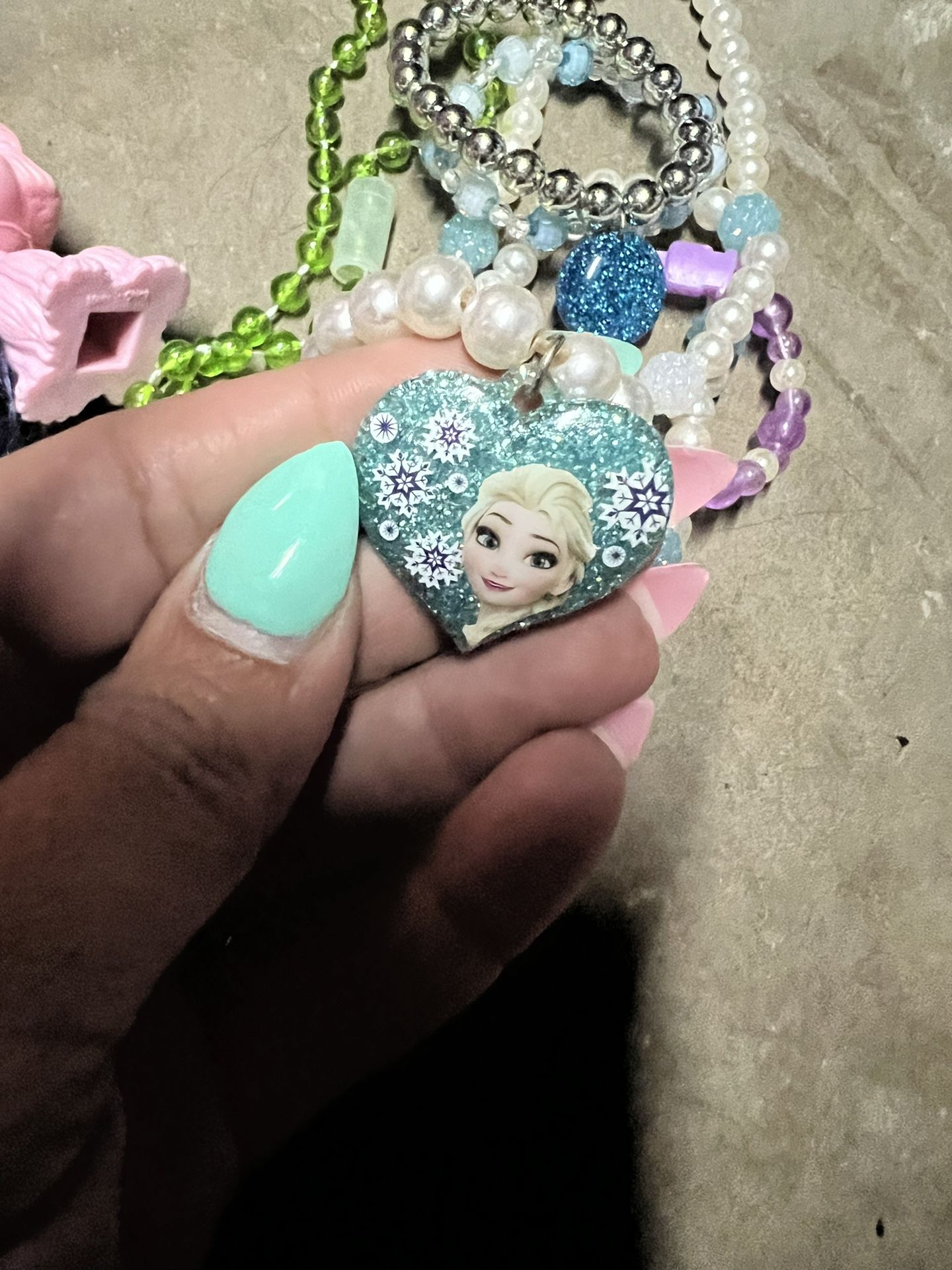 Elsa necklace and bracelets for girls