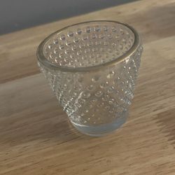 Glass Hobnail Candle Holders w/ Gold Rim