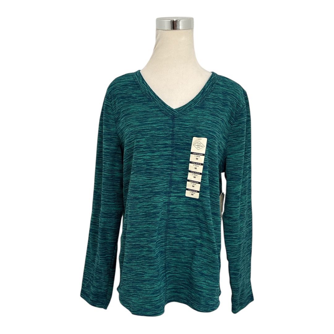 NWT St. John's Bay Women's Teal Classic V-neck Fleece Top Shirt Size Medium