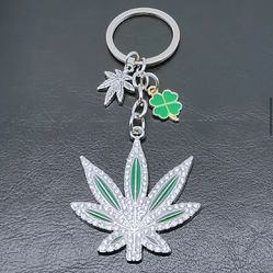 Brand New Green Herb Leaf Charms Keychain 