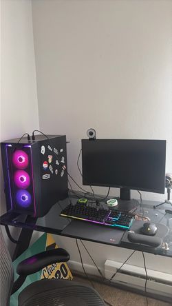 Skytech nebula gaming computer with Dell 24 ‘ curved monitor
