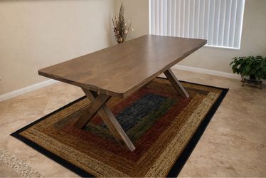 Beautiful Brand New Solid Wood Shaped Edge Dining Table