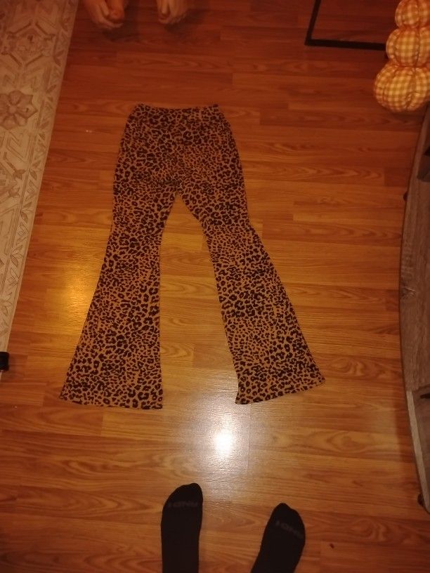 Bell Bottom Leopard Pants X small Woman's Size