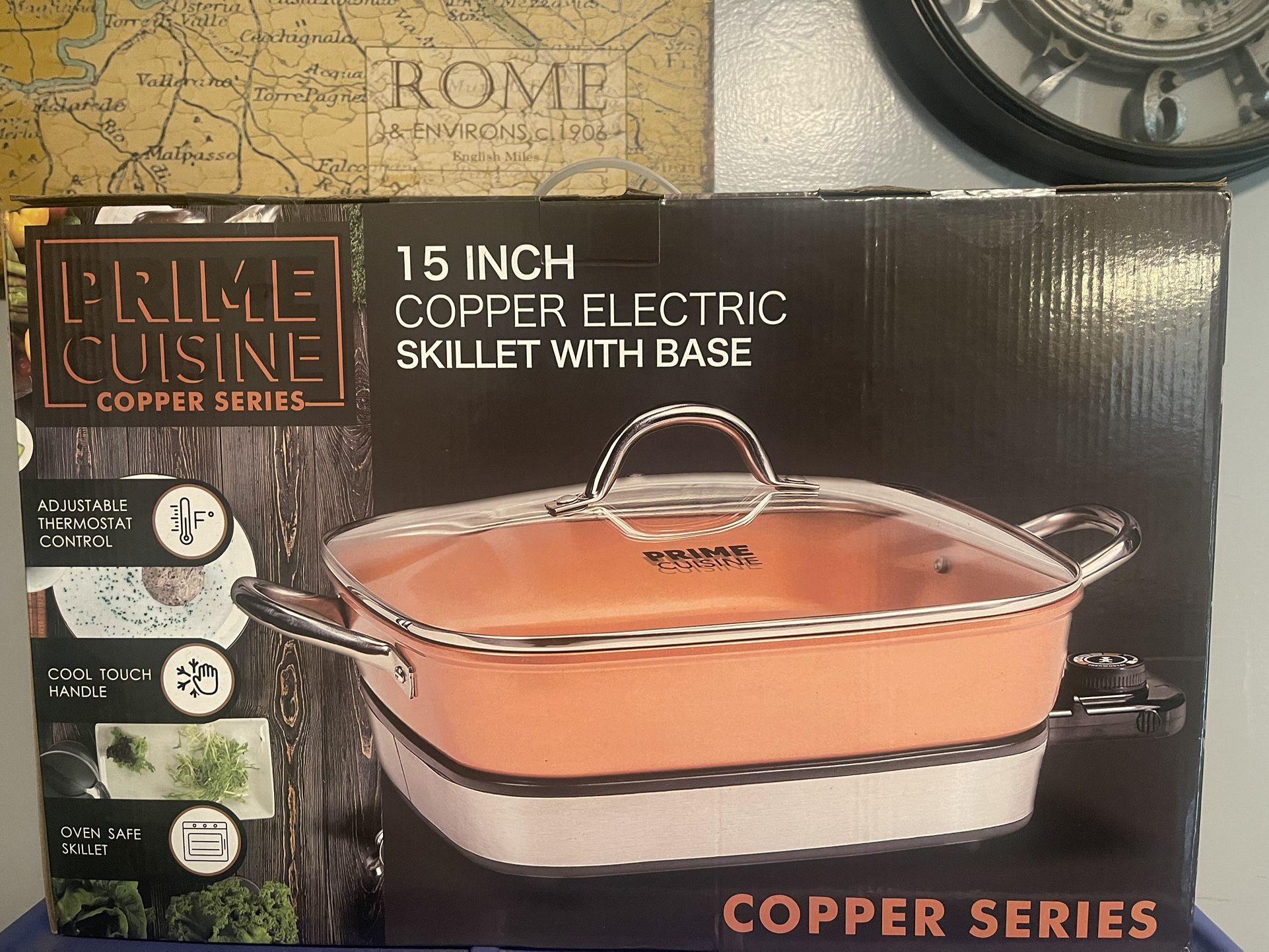 Prime cuisine 15” Copper Skillet Electric