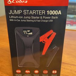 Cobra 1000A Jump Starter - Lithium-ion Jump Starter & Power Bank with in-Car Jump Starting 🔋($120)