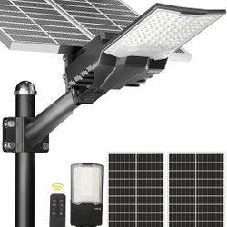 Solar Street Lights Outdoor,OHF-Plus 40,000Mah High Power Solar Security Flood Lights Parking Lot Lights Commercial Dusk to Dawn,IP67 6500k Led with R