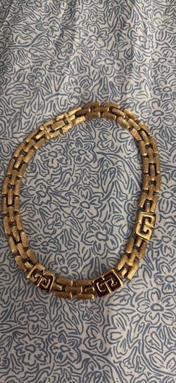 GIVENCHY 1980s Gold Vintage Logo GG & Textured Link Choker