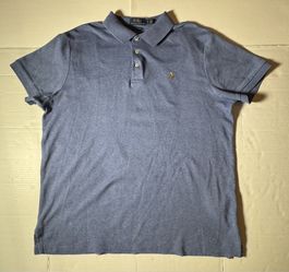 Pre Owned Excellent  Ralph Lauren  Polo  Short Sleeve Shirt  Embroidered  Multicolor Pony Light Blue  Custom Slim Fit Men Size Large