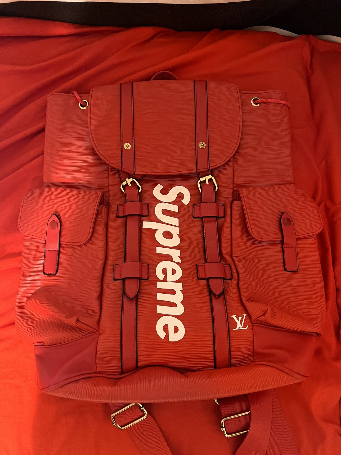 LV LOUIS VUITTON X SUPREME Backpack Red Preowned, Nice, Save Money Purse