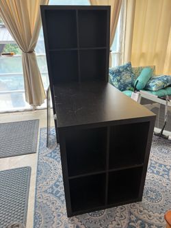 Desk with Storage – Espresso Finish Good Condition